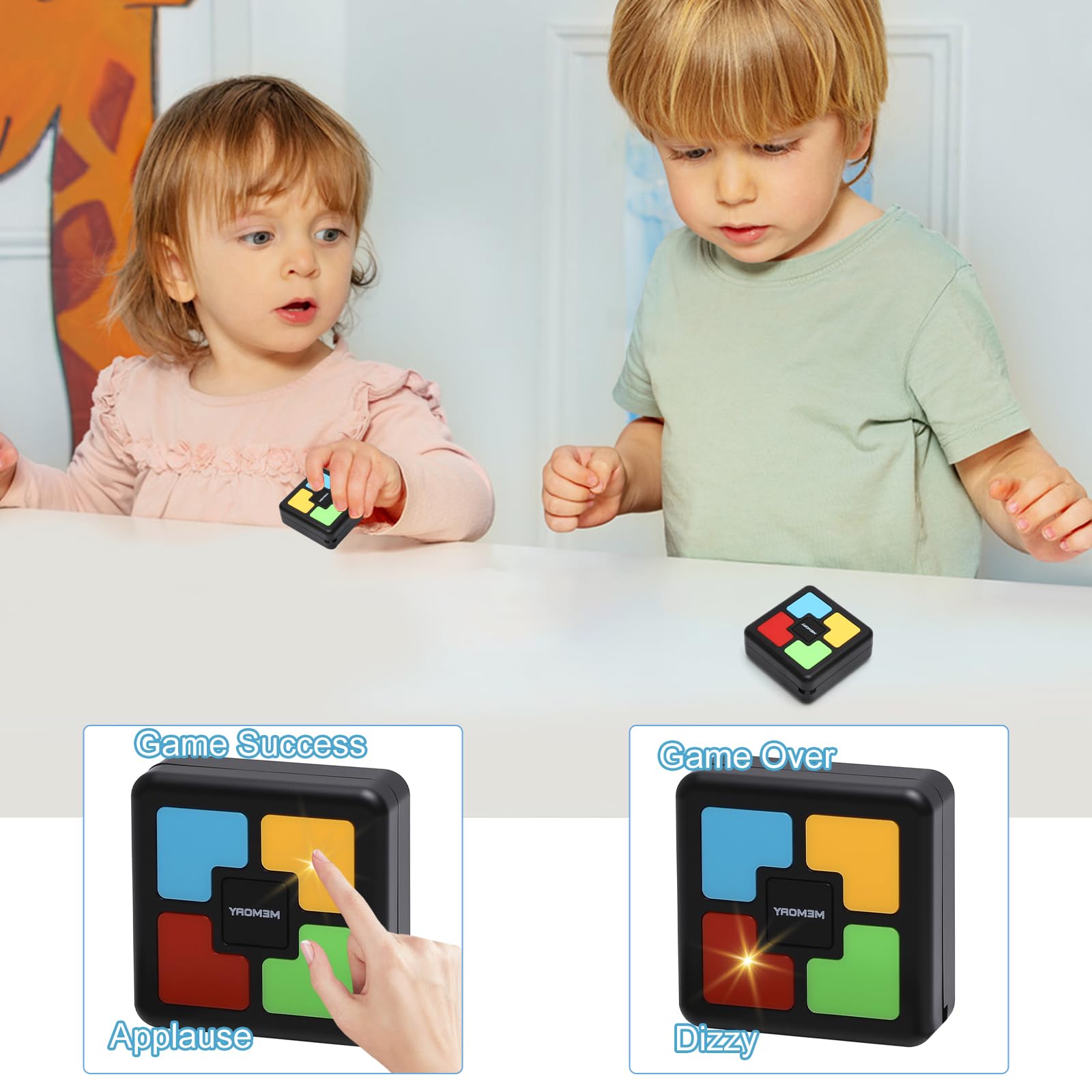 TNSLAND Juego de Memoria Infantil Electrónico con Luces y Sonidos, Juguete Educativo Portátil para Niños, Juegos de Memoria para Niños 6-10 años Juego de Concentración y Reacción, Regalo