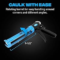 Vista 3 de OX Pistola de calafateo profesional de alta resistencia, pistola de calafateo manual de 10 onzas con doble relación de empuje de 24:1/12:1, la mejor