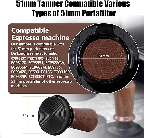Vista 19 de IKAPE Tamper para café expreso de 2.297 in, calibrado con resorte de acero inoxidable de alta calidad, compatible con máquina de café expreso de más