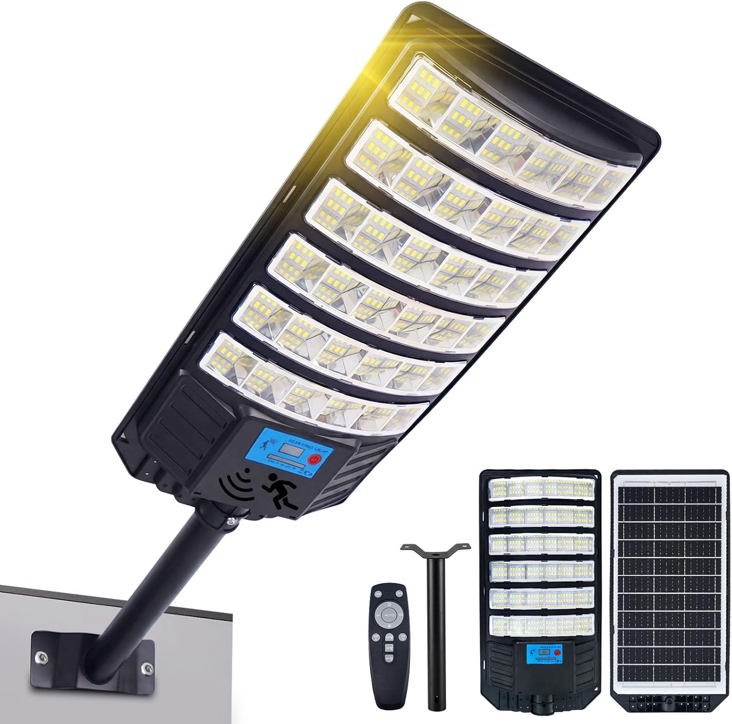 Street Solar Lights Outdoor,Heavy Duty 6500k LED Parking Lot Lights Commercial with Motion Sensor,6000mAh Dusk to Dawn Solar Flood Light Waterproof IP66 for Yard, Garden, Parking Lot Security Lighting