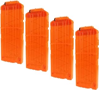 BOROLA 4 Pack 12-Dart Quick Reload Clip Compatible for Nerf Elite Series Guns (Transparent Orange)
