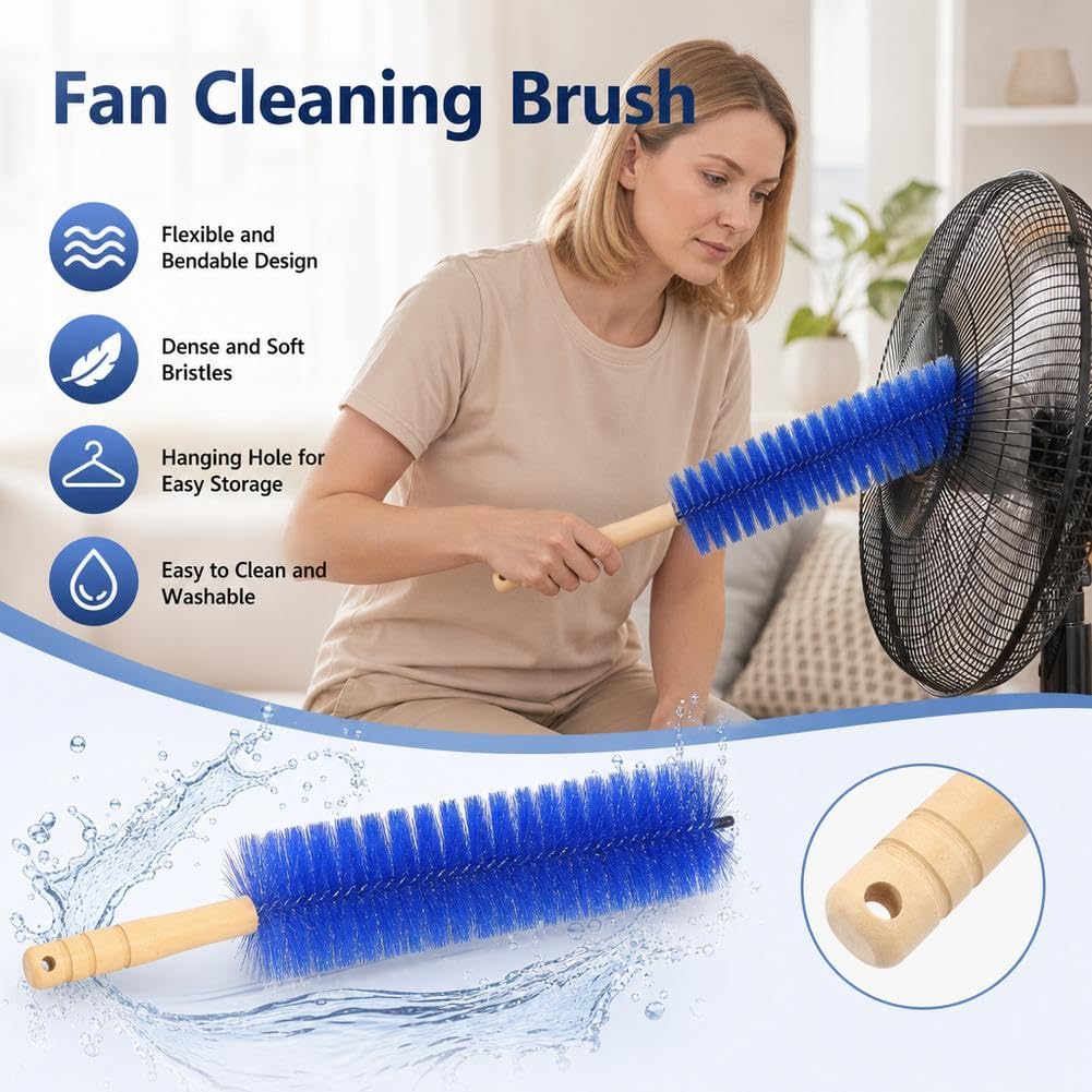 Cepillo de limpieza de ventilador, plumero de cabeza de microfibra flexible para telarañas y polvo, limpiador reutilizable para ventiladores de techo, rejillas de ventilación, persianas, cortinas y
