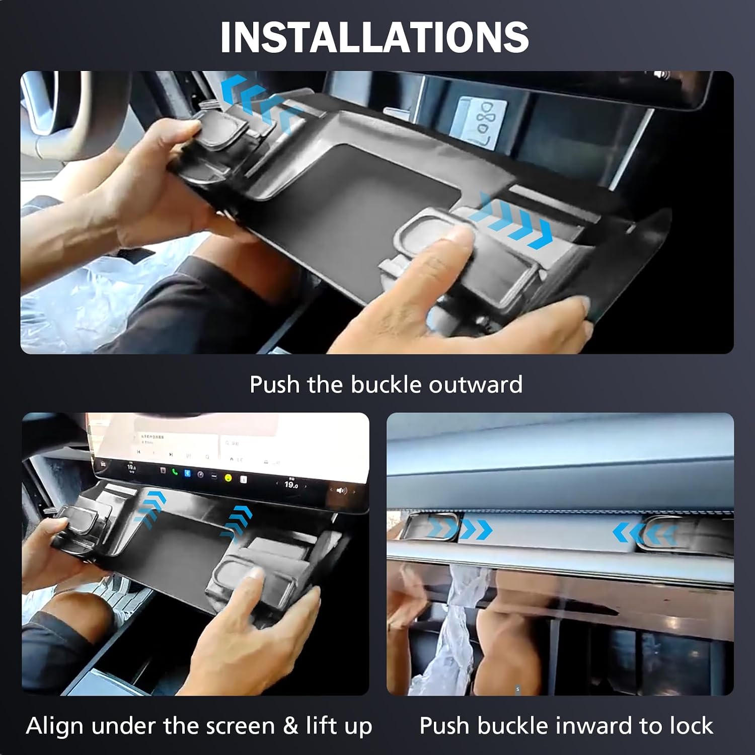 Under Screen Storage Organizer for Tesla Model 3 Highland 2024-2026 & Model Y Juniper 2026, Hiddenable Privacy Storage Box for Model Y Juniper & Model 3 Highland Accessories