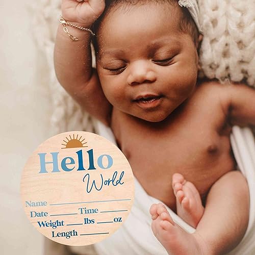 Miniatura 86 de Letrero de estadísticas de nacimiento para recién nacido, anuncio de nombre de bebé, accesorio de fotografía de Hello World Elephant Hospital