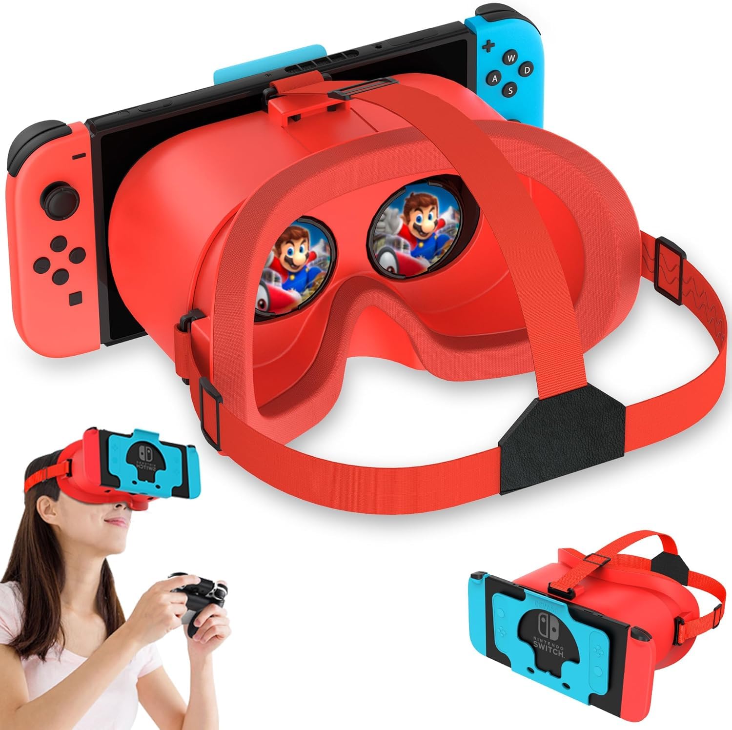 Upgraded VR Headset for Nintendo Switch & Switch OLED Model, Switch VR Glasses with Adjustable HD Lenses and Comfortable Head Strap, Labo VR Kit 3D Goggles for Switch Accessories (Orange&Blue)-image-33