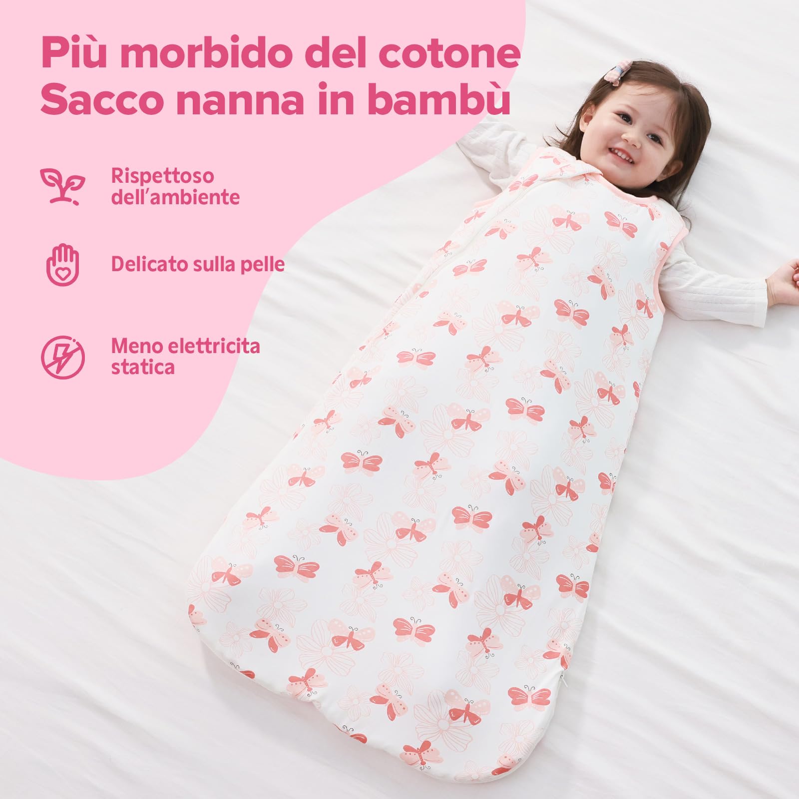 ToyaTec Sacco Nanna Bebé 2.5 Tog Super Morbido in Viscosa di Bambù, Sacco Nanna in Fibra di Bambù per Neonati, Coperta da Letto Autunno-Inverno