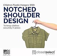 Vista 4 de Paquete de 30 perchas para niños y bebés de plástico, fabricadas en EE. UU., para niños, bebés, niños pequeños, ropa de bebé, color negro, 30