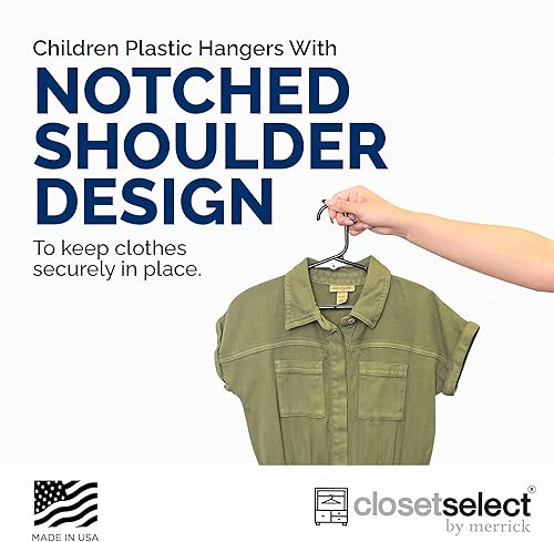 Miniatura 5 de Paquete de 30 perchas para niños de plástico fabricadas en Estados Unidos, para niños, bebés, ropa de bebé, blanco, paquete de 30 antideslizantes