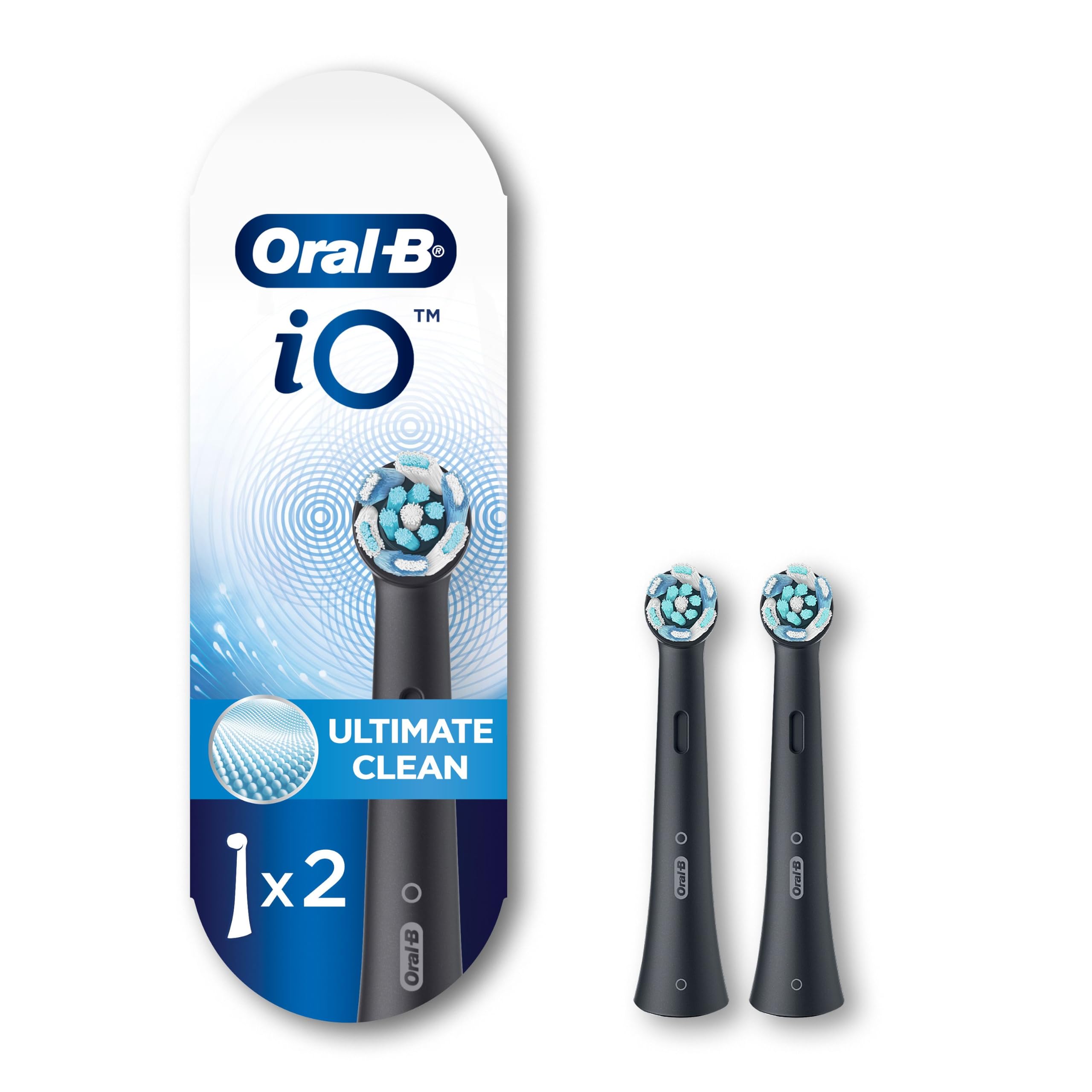 Oral-B iO - Testine di ricambio Ultimate Clean, colore nero, 2 pezzi