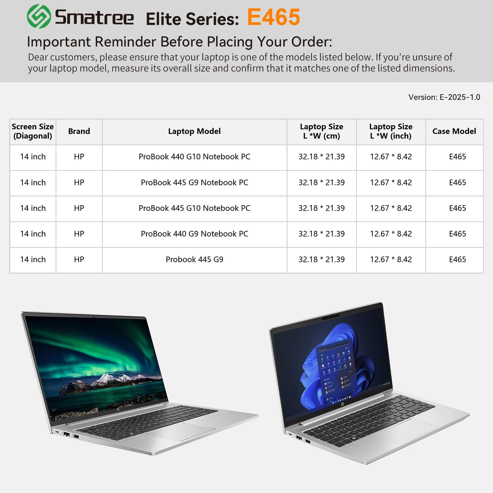Smatree custodia per portatile per 14 pollici HP ProBook 445/440 G10/G9 Notebook PC, custodia con tasca per accessori, YKK cerniera, brevettato antiurto design (E465)