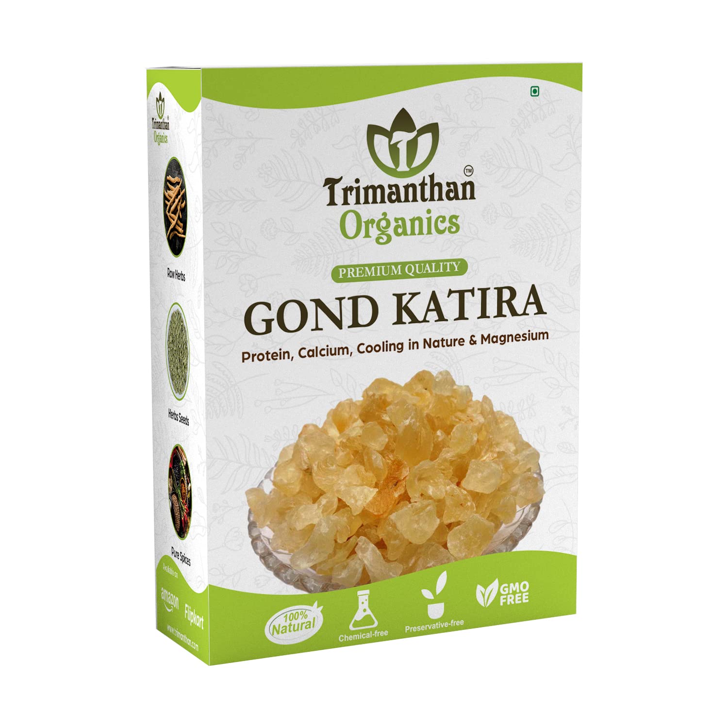 Trimanthan Organics Gond Katira Pure Organic (250 Gm) | 100% Pure & Natural Edible Gum | Tragacanth Gum | High cooling properties | Herbal Food | Super Food