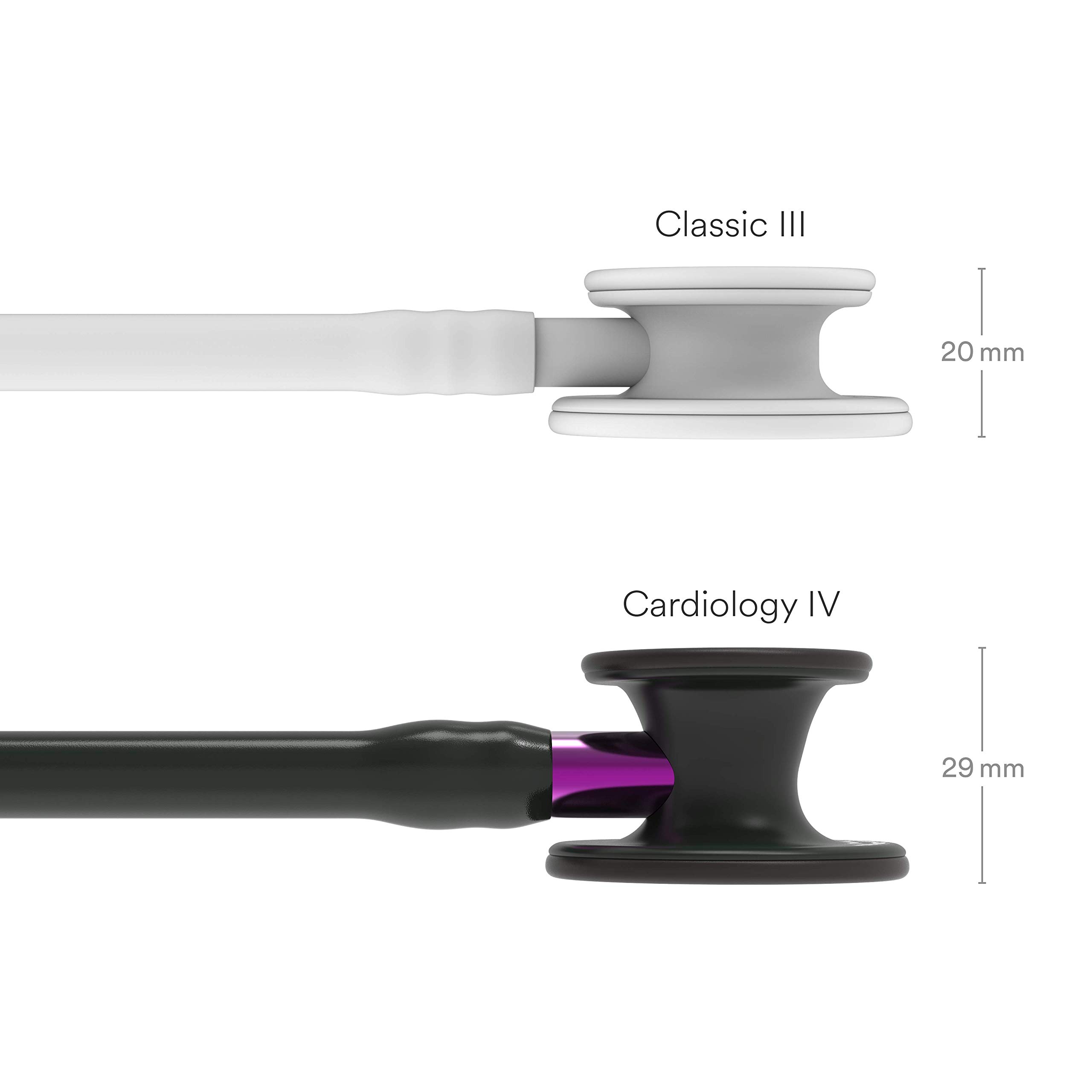 3M Littmann Cardiology IV Stethoskop mit Gravur - Profi Kardiologie Stethoskop für Arzt, Pflege, Diagnostik Stethoskop für Klinik & Praxis, personalisiert (Black Edition (Violetter Schlauchanschluss))