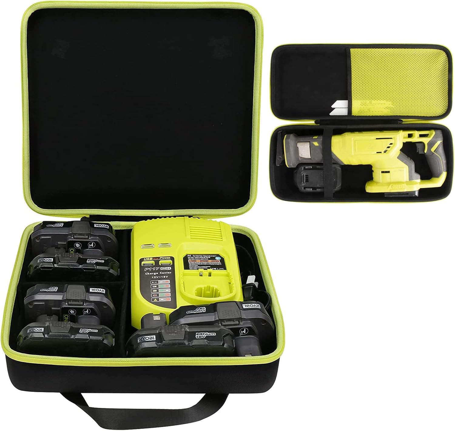 khanka Hard Case for Ryobi 12v/18v/40v Li-ion Battery and Charger+Ryobi P519 18V One