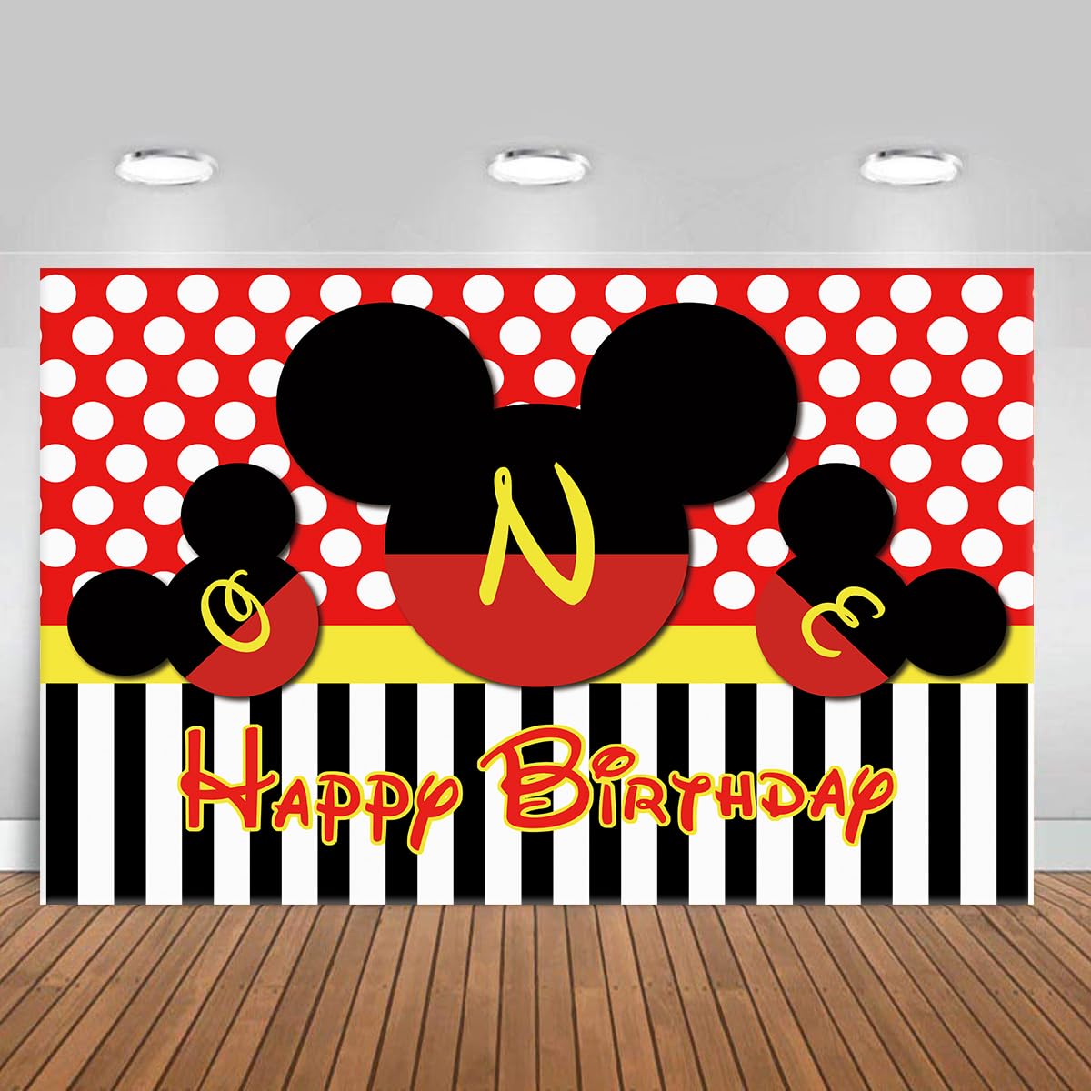 5x3FT Cartoon Mouse 1st Birthday Party Backdrop,Mouse Theme Birthday Photography Backdrop Decorations (ONE)