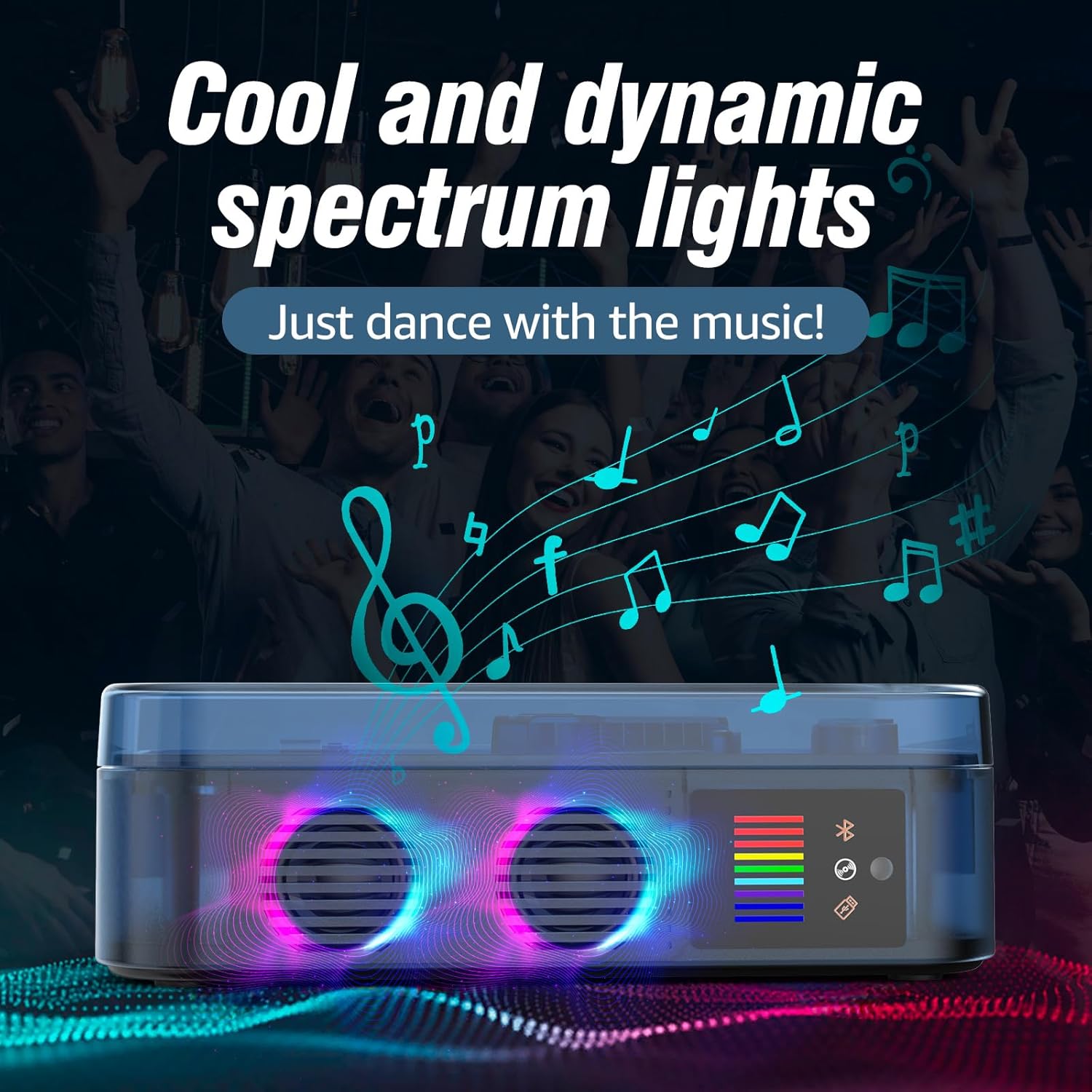 CD Player Portable Bluetooth LED Desktop Retro CD Players for Home with Speakers Rechargeble Battery Small Compact Vintage CD Player with Bluetooth Out & Input, USB, AUX Out, Remote Control