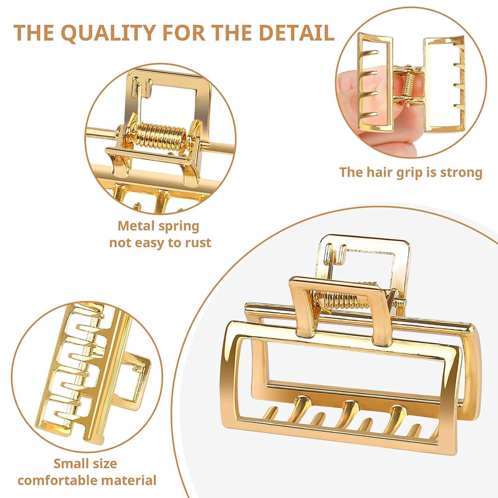 Yeenano Gold Hair Clips,8 Pcs Gold Claw Clip Metal Hair Clips Mini Small Claw Clipss Golds Claws Non Slip Strong Hair Accessories Fashion Metal Flower Clip for Women Girls - Image 4