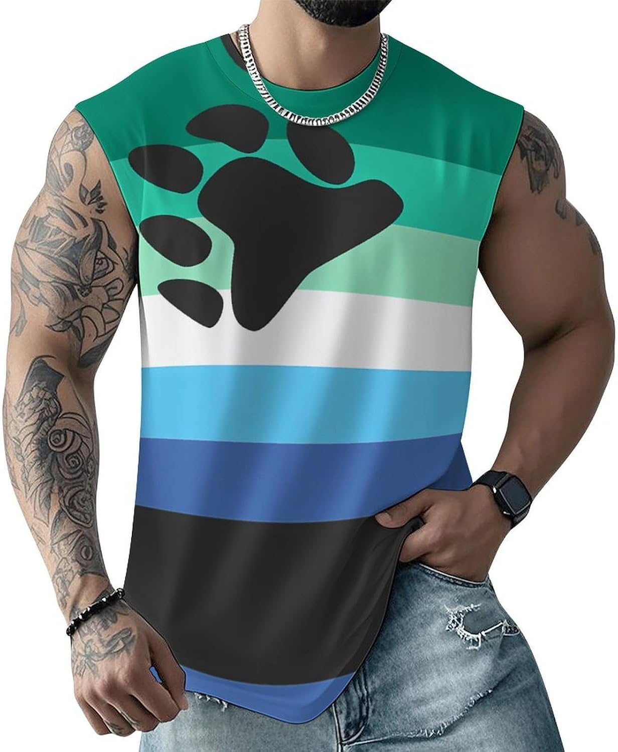 Trans Bear Proud Flag Men Summer Sleeveless Crew Neck Top 5XL