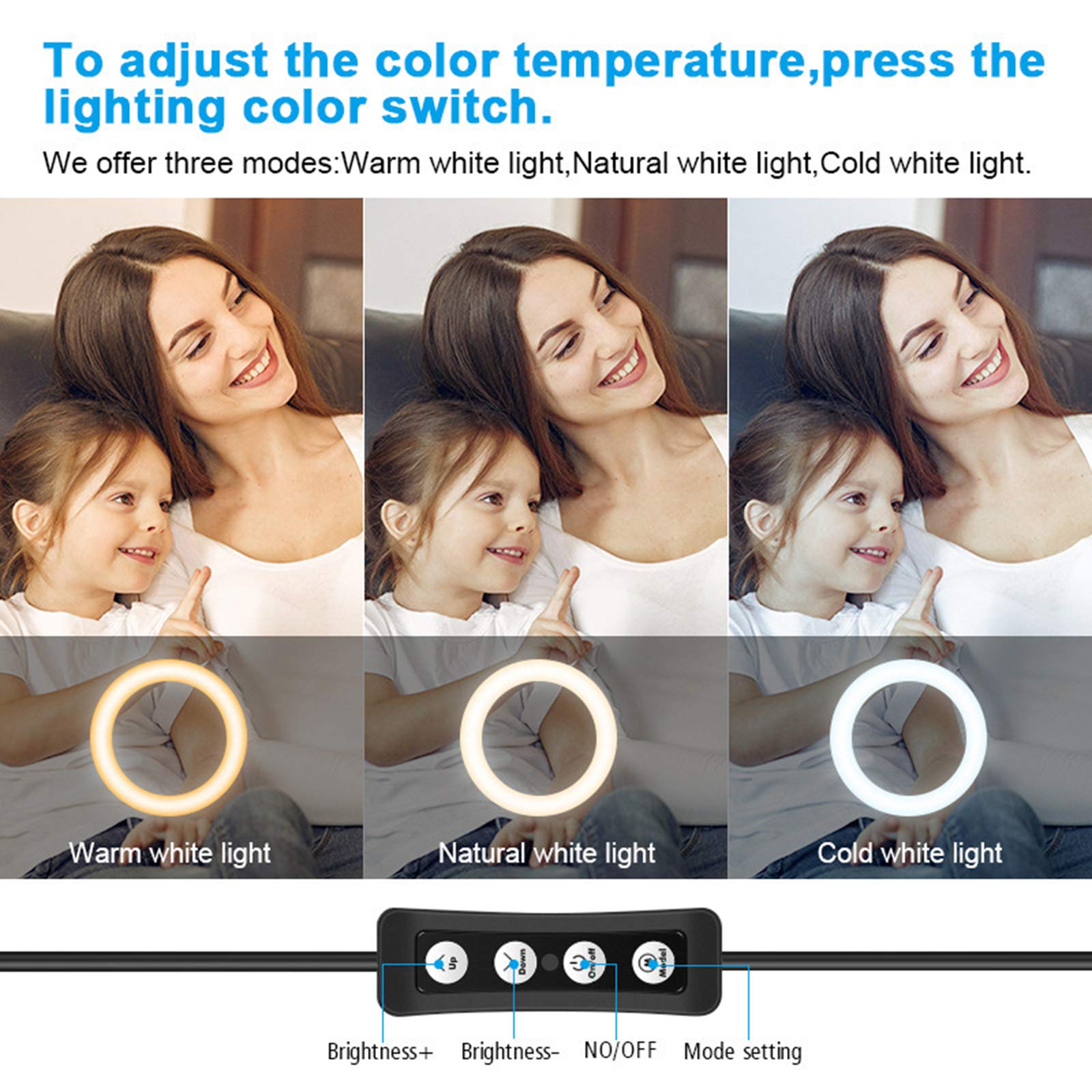 Luce ad Anello da 10" Luce per Selfie con Supporto Treppiede, 3 modalità Colore Lampada Anulare Regolabile Ring Light LED per Youtube, TIK Tok,Trucco, Fotografia, Streaming Live
