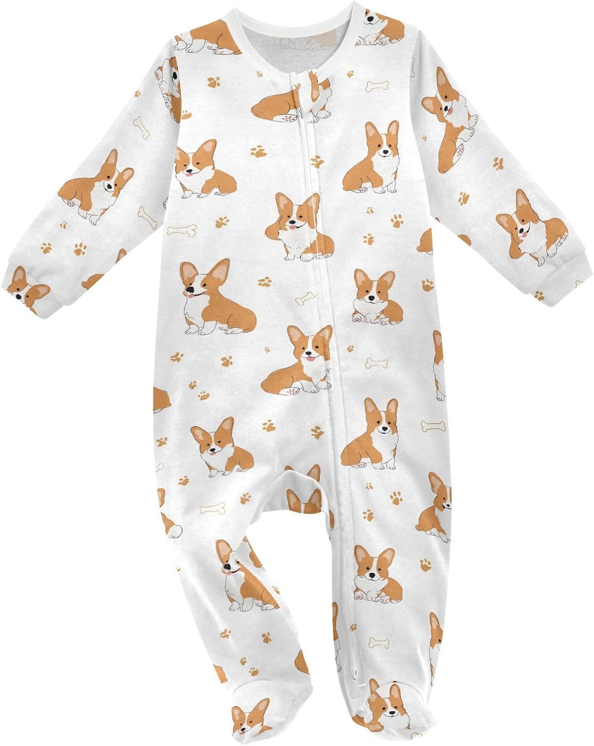 SHJI Baby One-Piece Footies Long Sleeve Rompers Pajamas Zip Front Pjs for Boys Girls kids