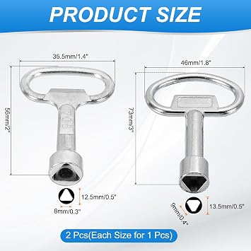 PATIKIL Triangle Spanner Key 2 Pack Triangular Socket Panel Keys 2-Size