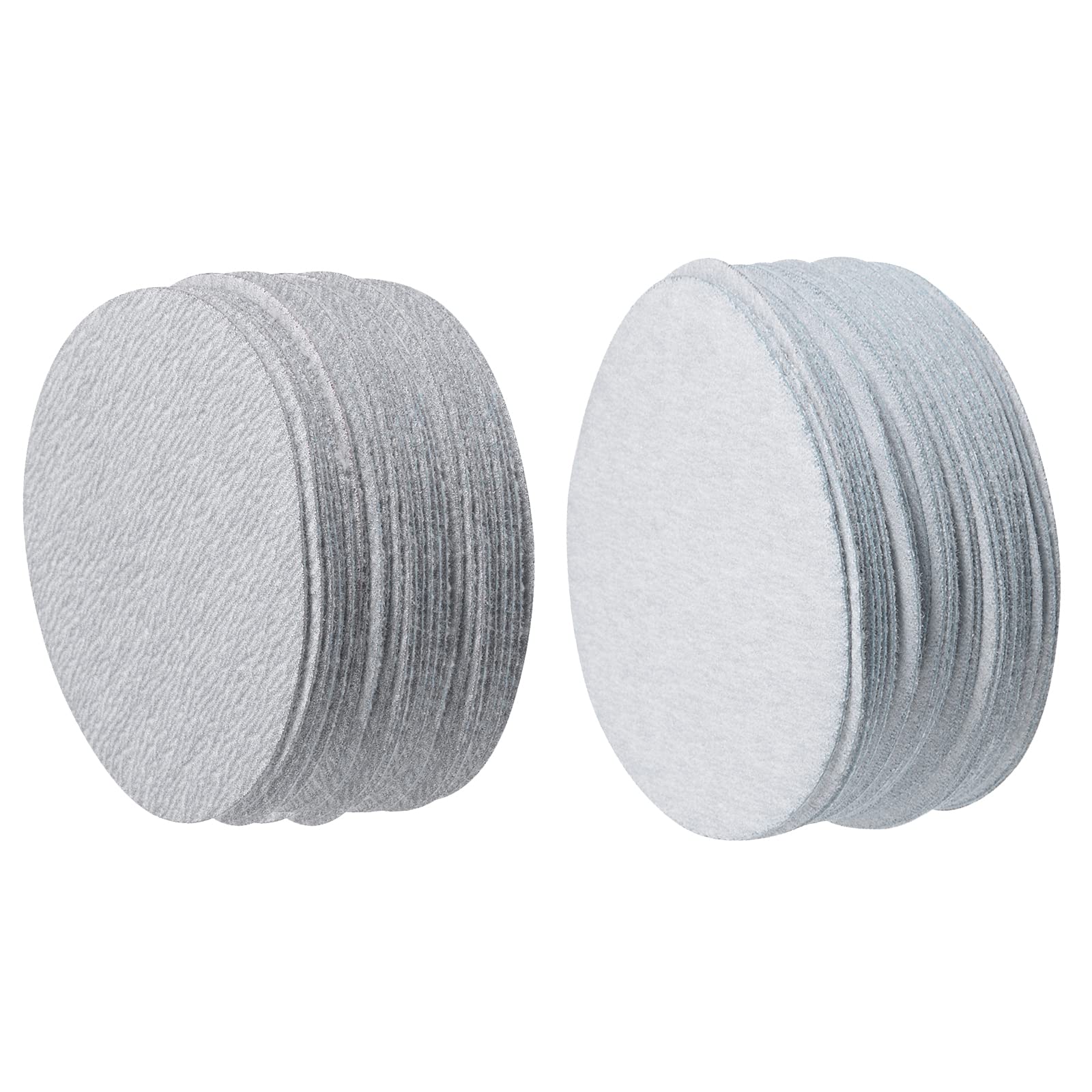 uxcell 60 Pcs 3-Inch Aluminum Oxide White Dry Hook and Loop Sanding Discs 240 Grit & 400 Grit Flocking Sandpapers