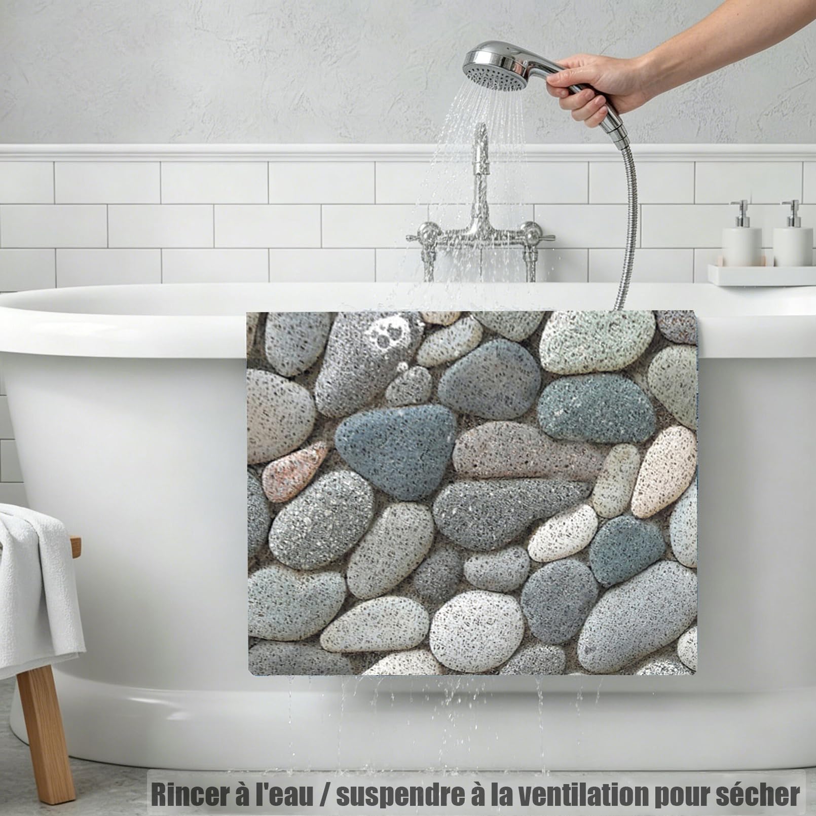Badematte rutschfest 60x80 cm Duscheinlage rutschfest Duschmatte mit Fliesenmuster Weich Komfort PVC Antirutschmatte dusche mit Ablauflöchern,Hohe Wasserdurchlässigkeit,für Nassbereiche