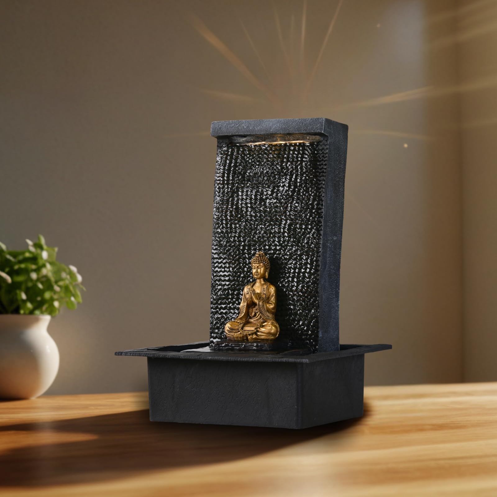 Zen'Light Zenitude Fuente de poliresina Negra 31 x 31 x 42 cm