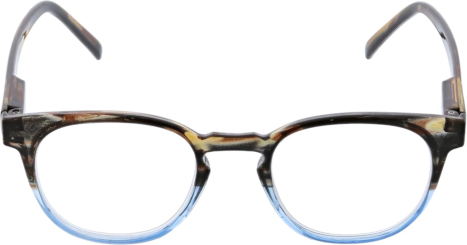Peepers by PeeperSpecs unisex adult Dynomite Focus Blue Light Filtering Reading Glasses, Blue/Brown, 47 mm US