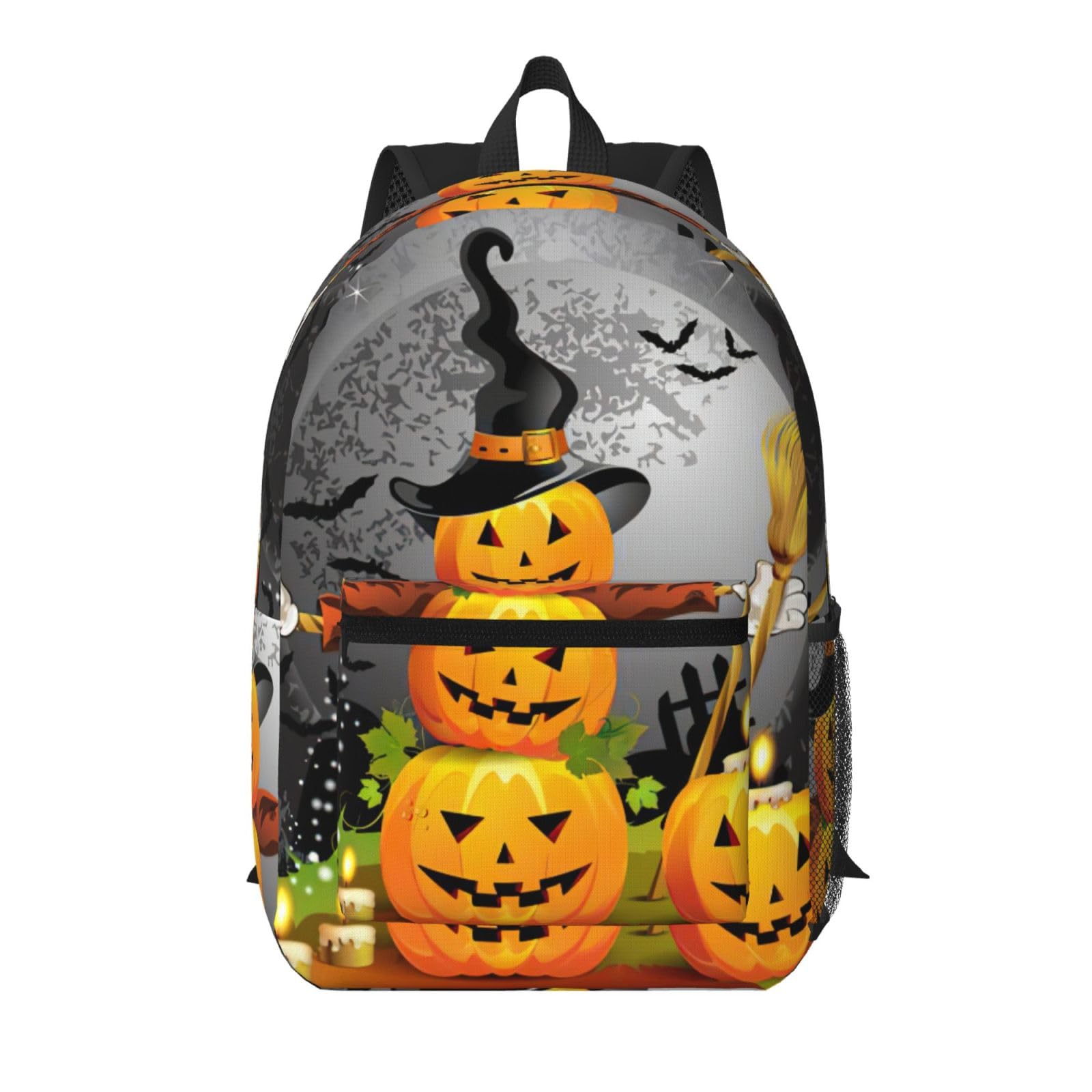 Sac à dos d'école EdWal noir imprimé citrouille d'Halloween léger - 8