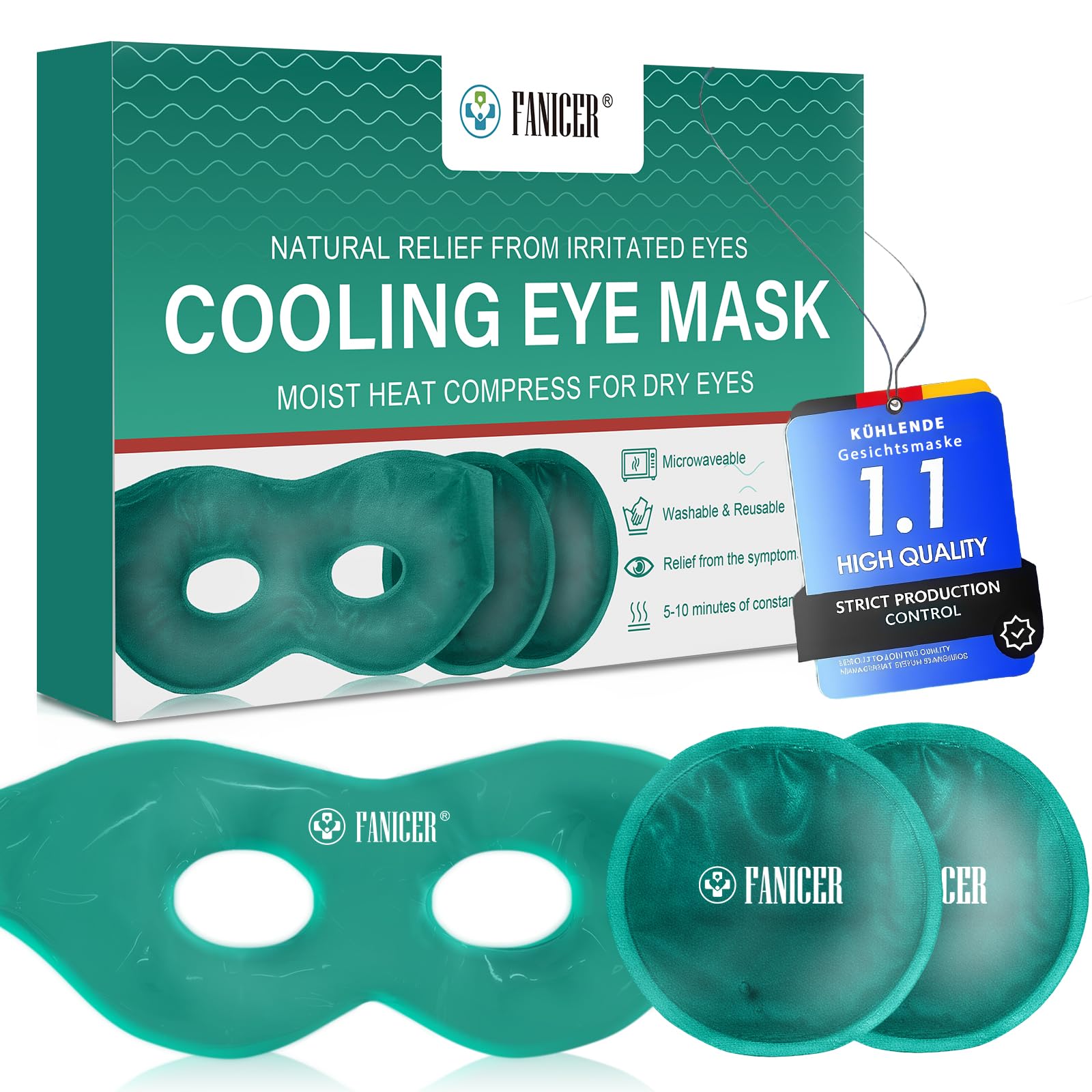 Cooling Eye Mask with 2 Gel Pads,Hot & Cold Therapy for Puffy Eyes,Reusable Relief for Tir...