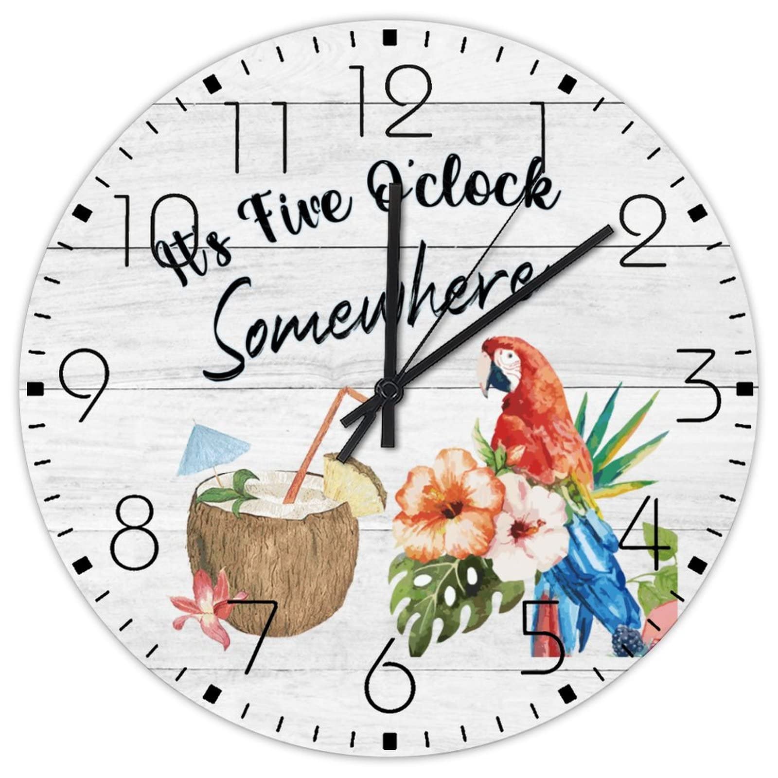 Horloges murales en bois vintage aux motifs de fruits tropicaux