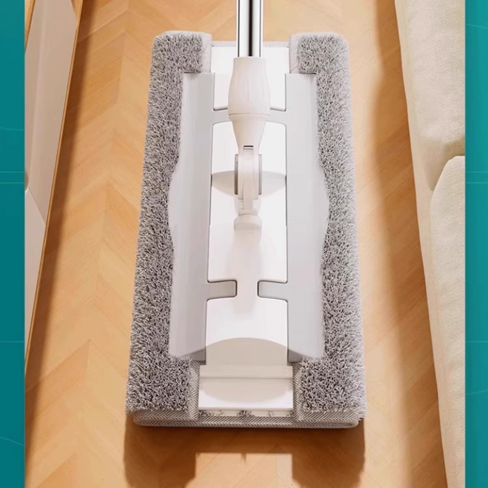 Fregona MOP con 3 Almohadillas de Microfibra Lavables de Uso húmedo y seco, Sistema de Limpieza de Pisos Mop Plano de Tela con Clip de 40 cm mopa para Limpiar