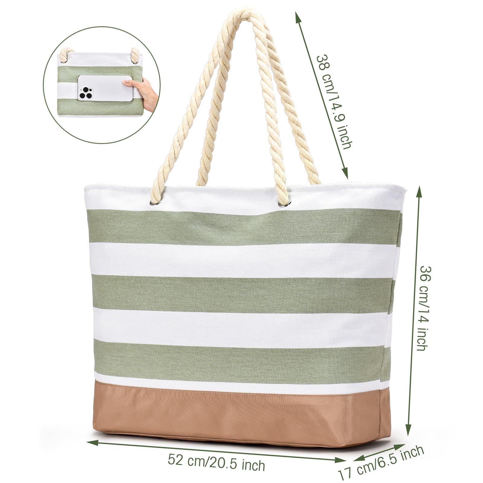 oscaurt Bolsa de playa con cremallera, bolsa grande para la compra, impermeable, bolsa de baño, bolsa de viaje, bolso de mano, bolso de hombro, regalos para mujeres
