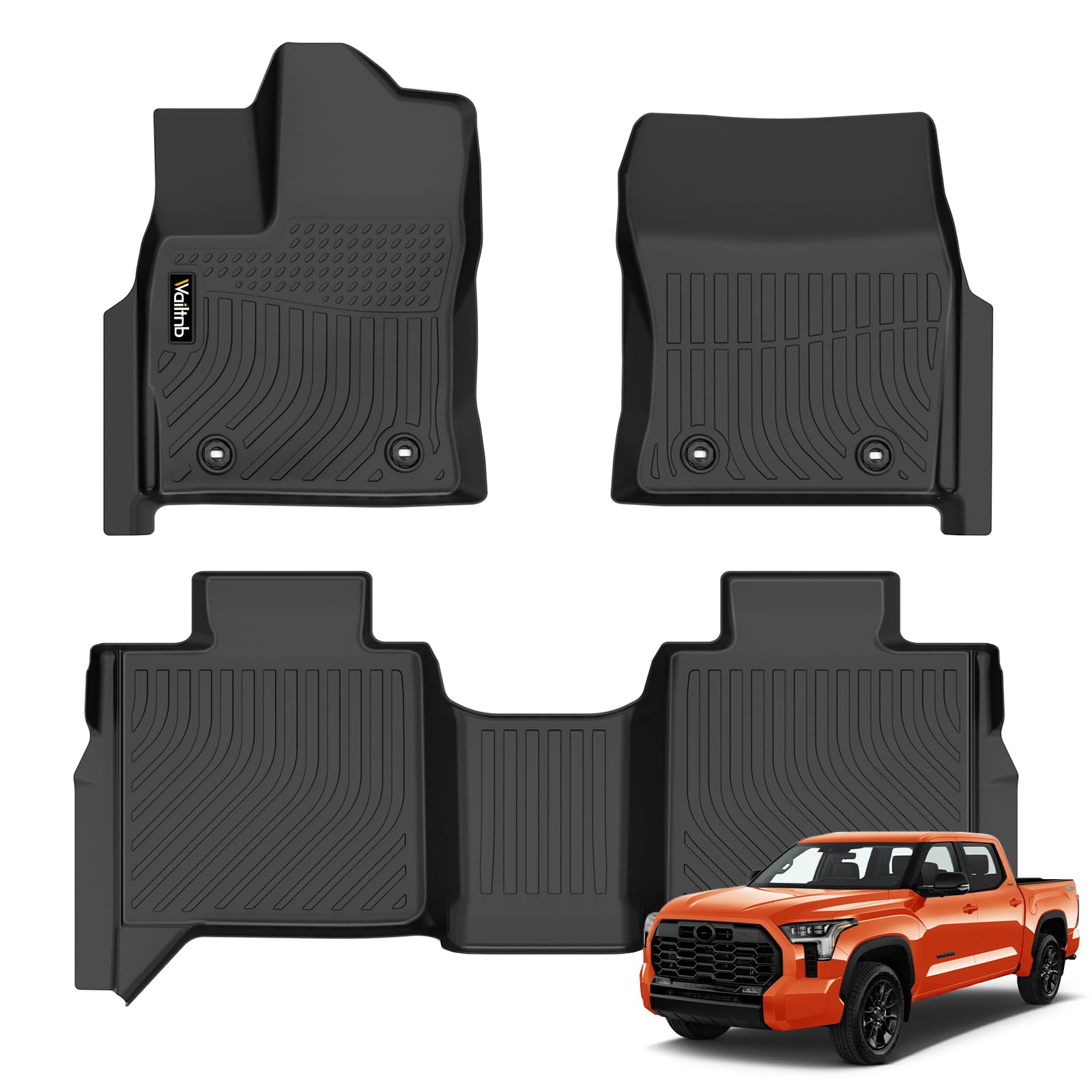 Wailtnb-for Toyota Tundra 2022-2026 CrewMax Cab Floor Mat All Weather Floor Liner Car Mat for Toyota Tundra SR/SR5/TRD PRO/Limited/Platinum/Castone Custom Fit Automotive Full Set Accessories