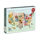Wendy Gold USA State Flowers Puzzle, 1000 Pieces, 20” x 27” – Jigsaw Puzzle Featuring a Colorful Illustration – Thick Sturdy Pieces, Challenging Family Activity, Great Gift Idea