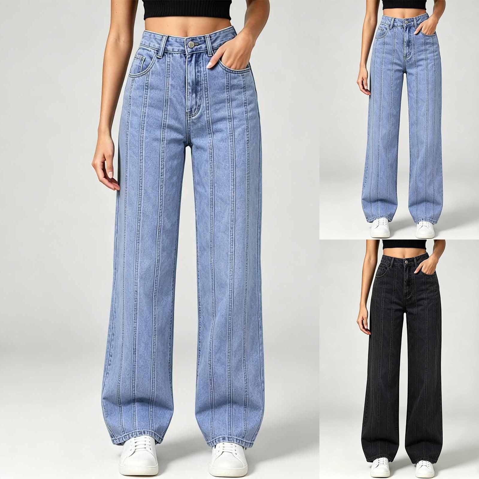 Jeans da donna Baggy, elasticizzati, stile cargo, boyfriend, per il tempo libero, con elastico, vintage, streetwear, pantaloni da jogging dritti, tinta unita, vintage, per adolescenti