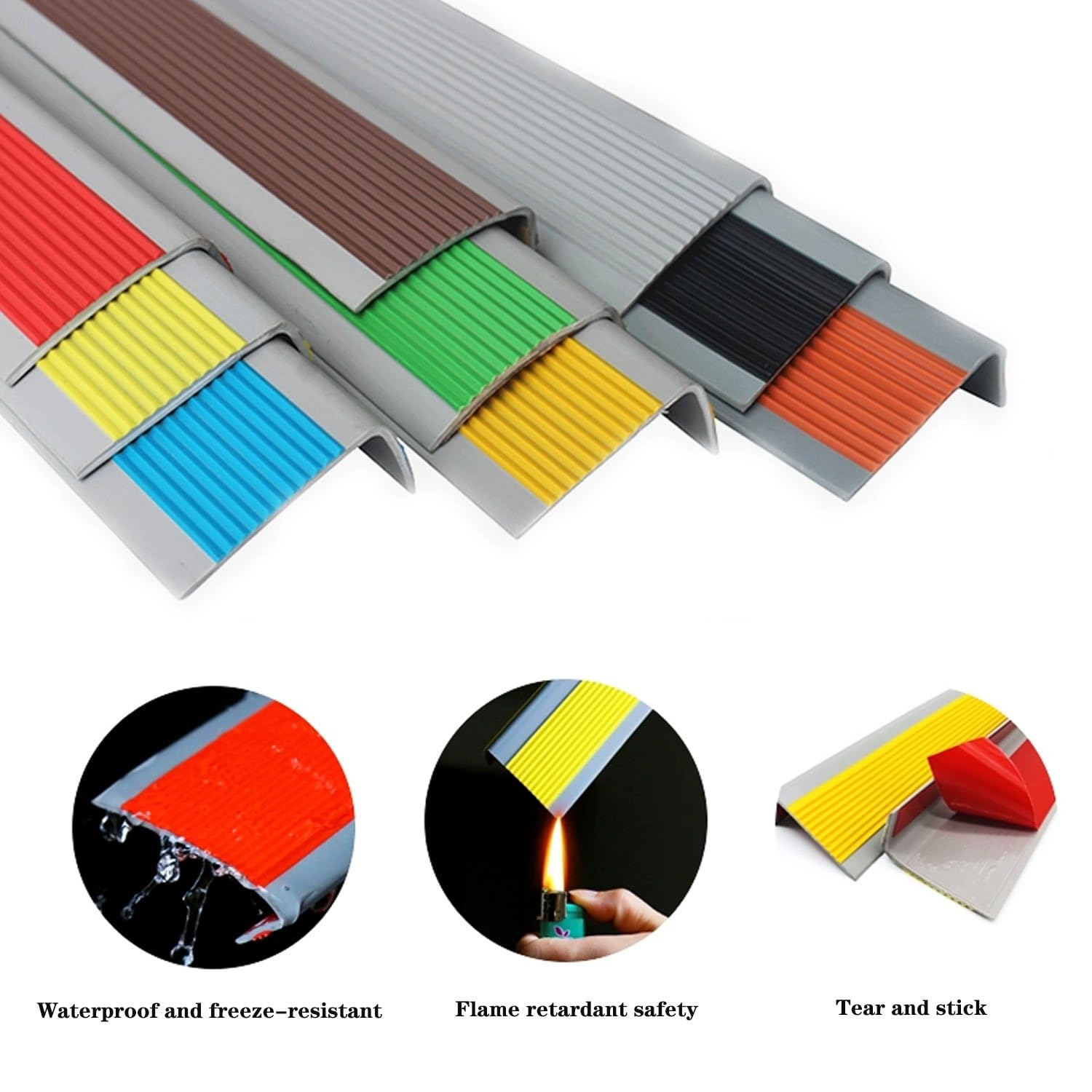 Tira de umbral de PVC antideslizante para escalera, perfil de ángulo de 10 m, protector de borde de escalera en forma de L, fácil de instalar, nariz antideslizante para escaleras.