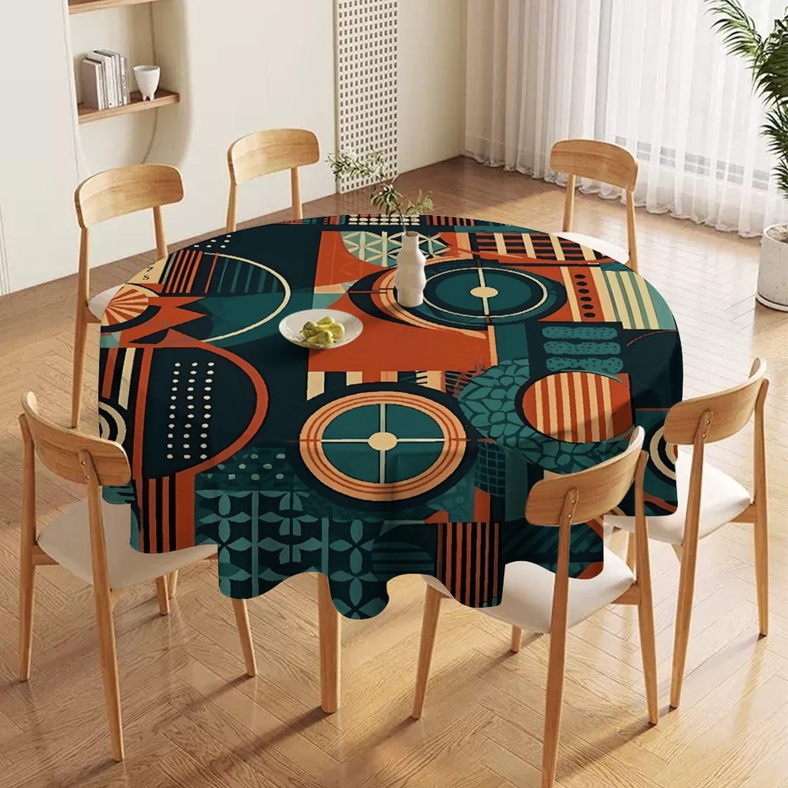 Nappe ronde à motifs pour repas de mariage et décoration de table