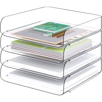 Tomorotec Briefablage A4 4 St ck Transparent Stapelbar PET Schreibtisch