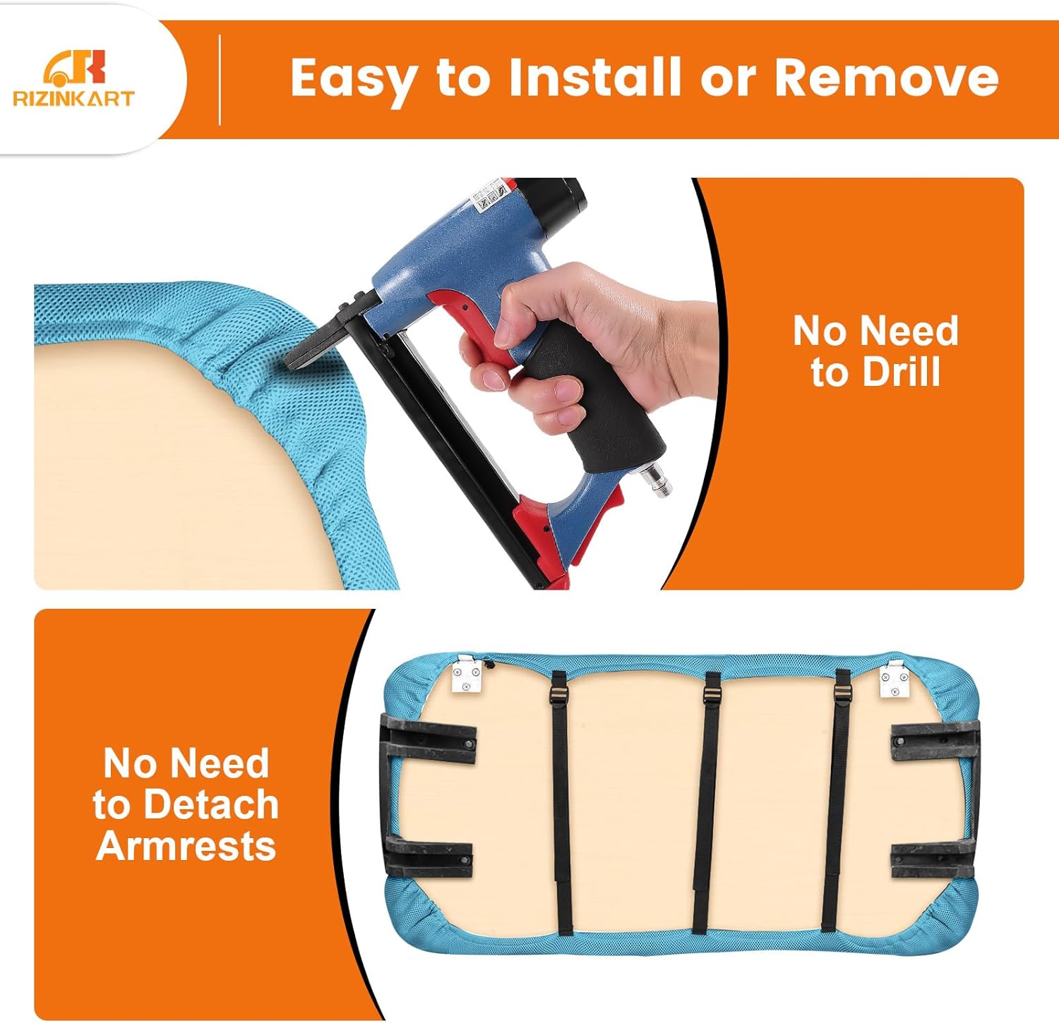 Universal Golf Cart Front Seat Covers Set Fit for EZGO TXT/RXV, Club Car DS/Precedent, Yamaha G29/ Drive 2 OEM Ordinary Front Seat Cushion,Stretch Polyester Mesh Seat Cover - Breathable & Durable