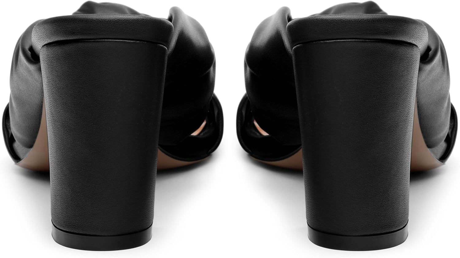 Women's High Heeled Square Toe Slip On Sandals, Puffy Knot Chunky Heel Open Toe Sandals for women, Summer Party Prom Shoes - Image 4