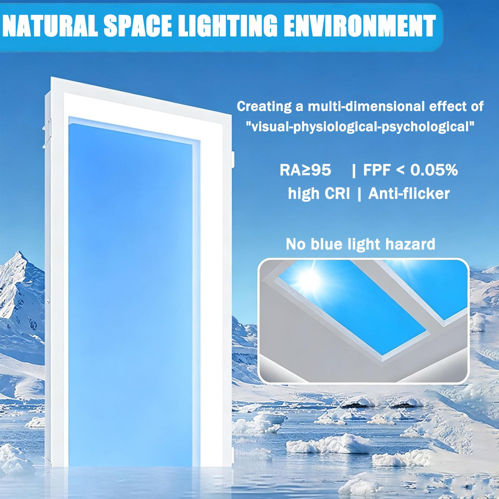 Pannello luminoso a effetto luce finta con telecomando,plafoniera LED intelligente effetto cielo blu che simula la luce naturale,dimmerabile in continuo,per ambienti senza finestre Embedded-32*122cm
