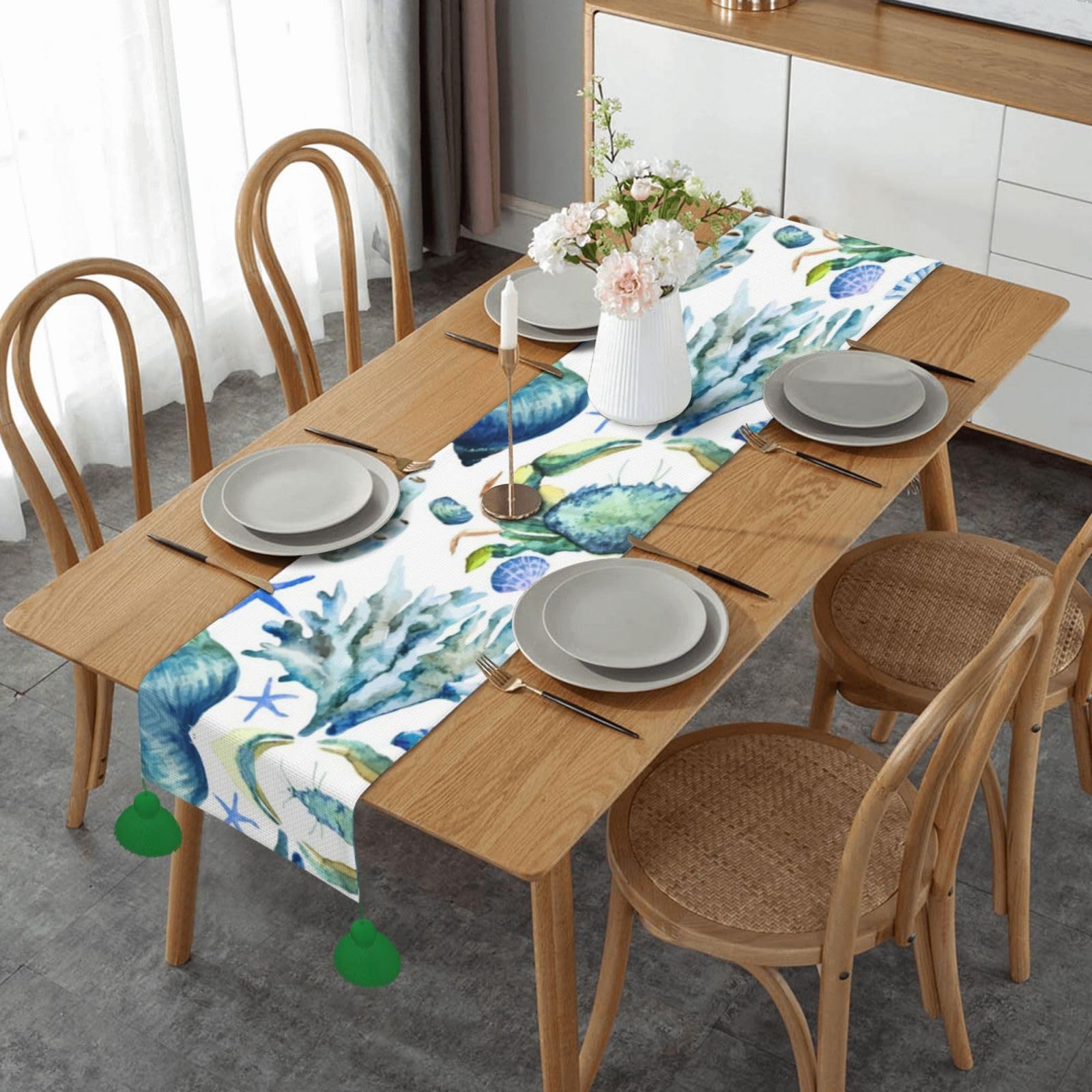Chemin de table de Noël conque de crabe pour votre décoration de cuisine