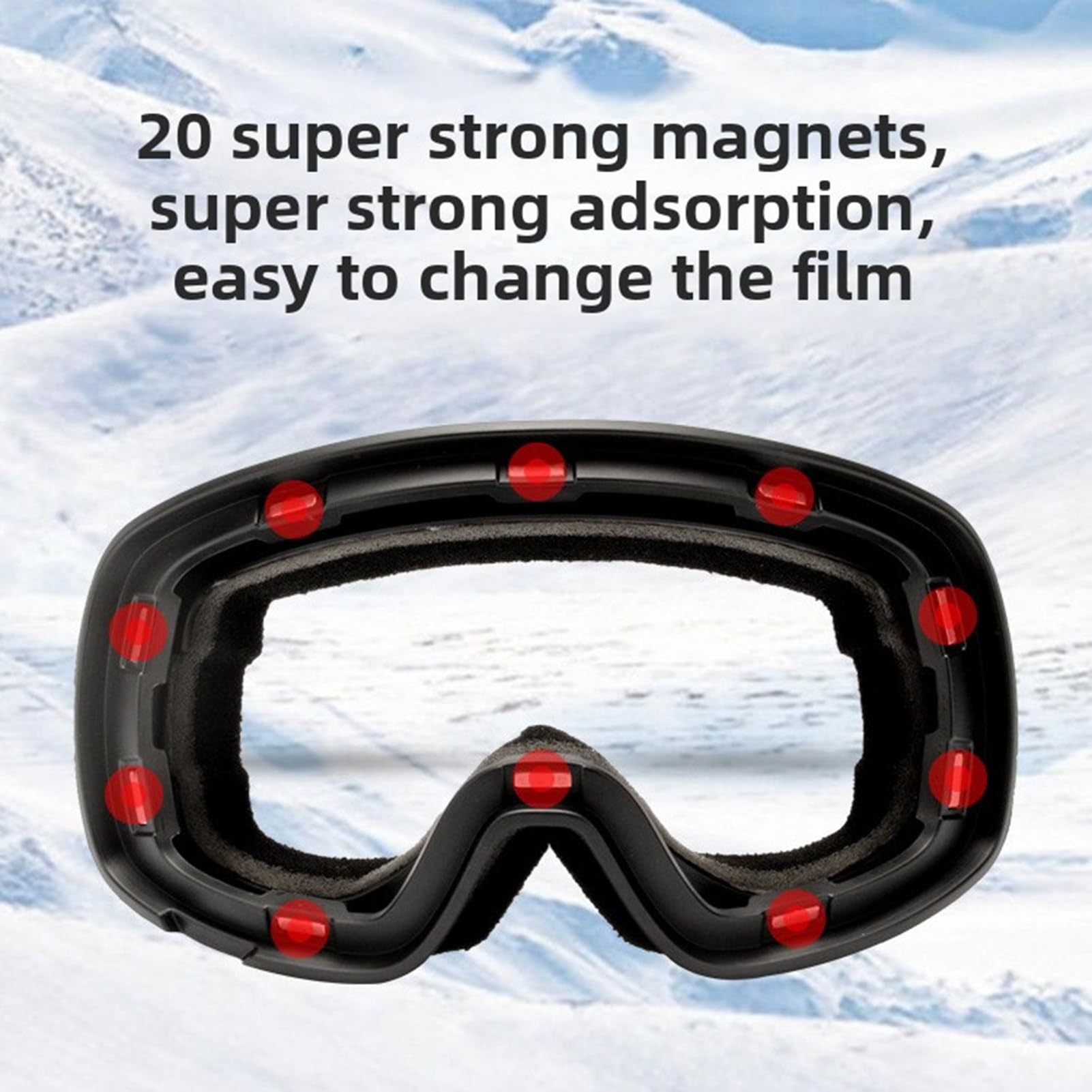 Occhiali da Sci, Antiappannamento Antigraffio Sopra gli Occhiali | Maschere da , Lenti Rivestite in PC, Flusso D'aria Ventilato, Snowboard, Motoslitta, Cinturino in Silicone, Compatibile con