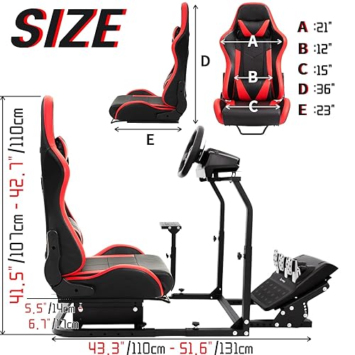 Miniatura 5 de Minneer Cabina súper simulador de conducción con asiento real para Logitech G25 G27 G29 G920 de doble segmento ajustable Xbox PS4 marco de soporte