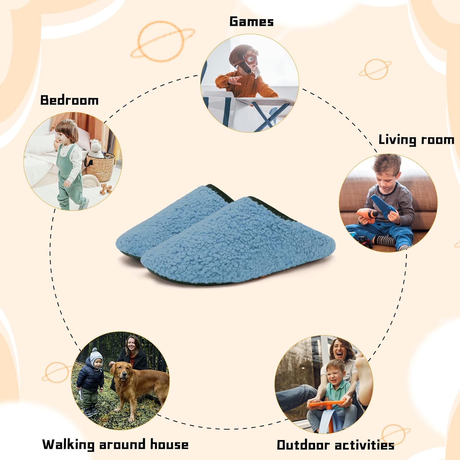 QFH Toddler Slippers Boys Girls Indoor Comfy Slippers Kids Barefoot Walking Shoes with Soft Velvet Lining Winter Warm Sock Shoes - Image 6