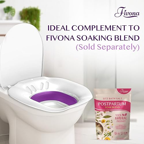 Vista 6 de Fivona Bañera de asiento para inodoro posparto y cuidado de hemorroides - Asiento de vapor Yoni - Lavabo plegable para remojar sal de Epsom - Bidé