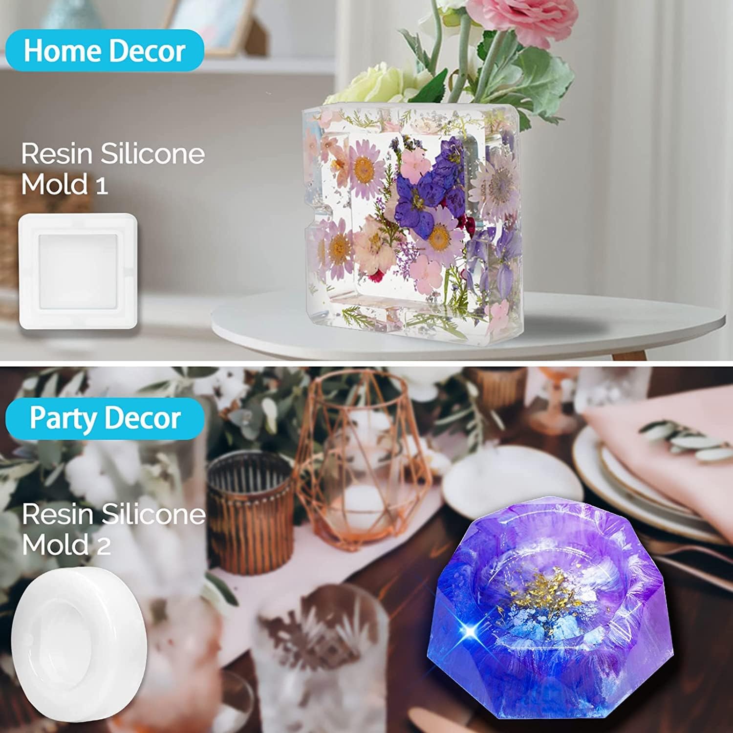JANCHUN Gift Box Resin Kit for Beginners, Epoxy Resin Clear Kit with All Tools Resin Pigments Gold Flakes Measuring Cup,Coating and Casting Art Resin with Ashtray Mold for Art,Crafts,DIY