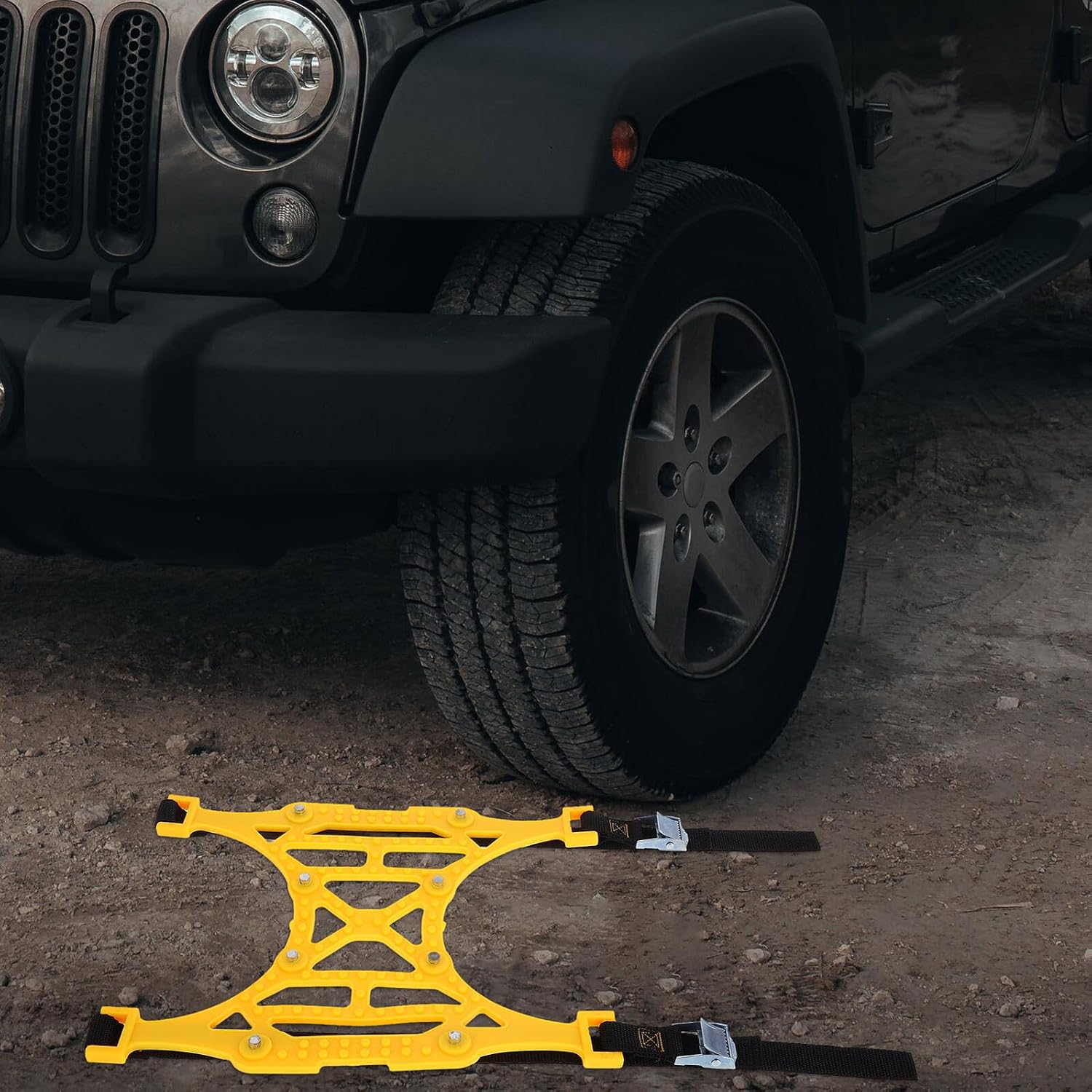 Abaodam Car Tire Anti-skid Chains Thickened Truck Snow Tire Chains for Suv and Passenger Cars Yellow Single Piece Emergency Traction Device for Cold Weather Safety