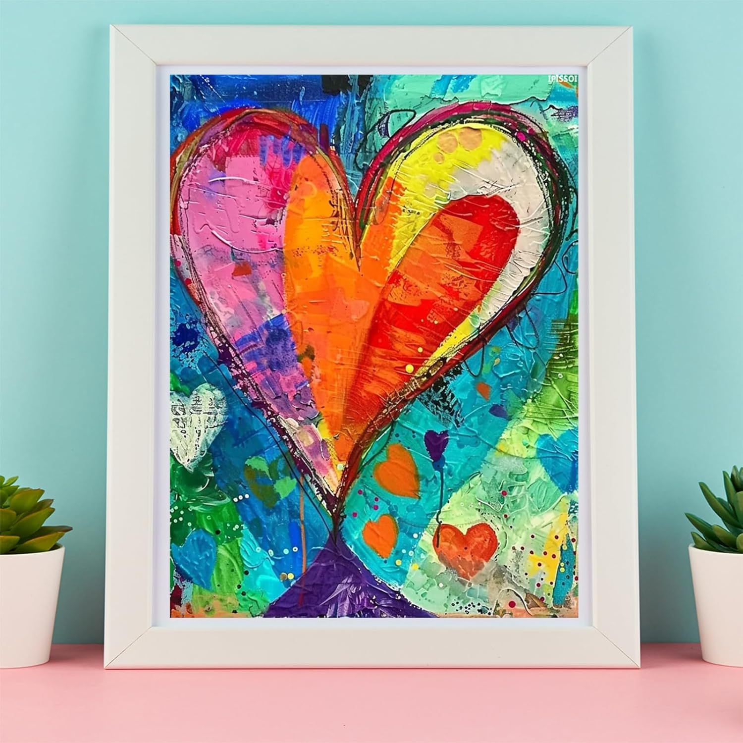 IPISSOI Colorful Heart Diamond Painting Kits for Adults Rainbow Diamond Painting Art Kit for Adult Full Drill Painting by Diamonds Art and Crafts for Home Wall Decor Gift 12x16in